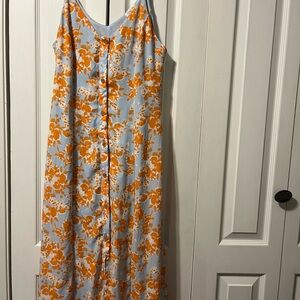Sienna Sky Orange and Blue Floral Midi Dress